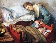 Christian Krohg Sovende mor med barn oil painting picture wholesale